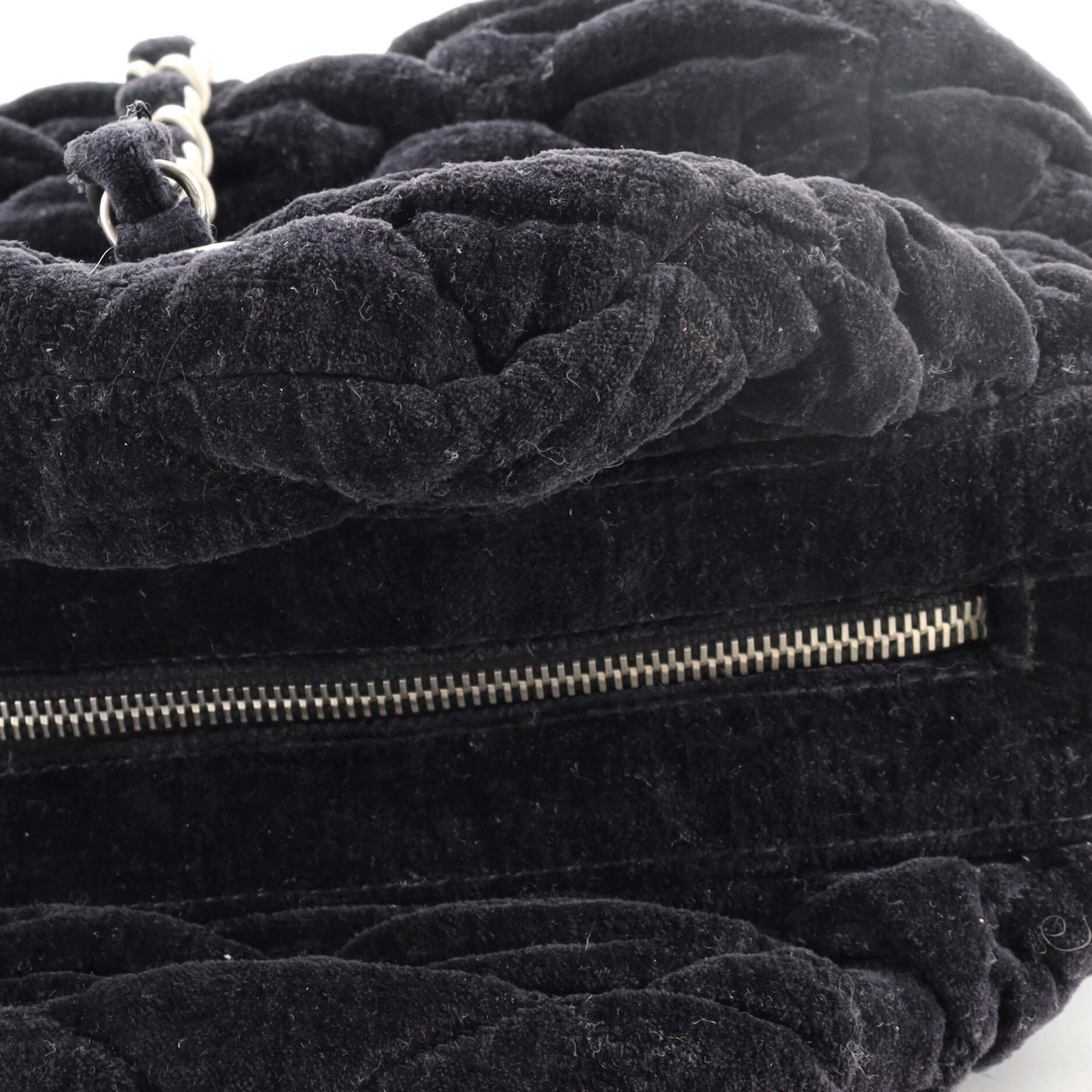 Chanel Bubble Bowler Bag Quilted Velvet Medium 3