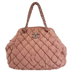 Chanel Bubble Chain Striped Quilted Flap Bag Red/White Tote