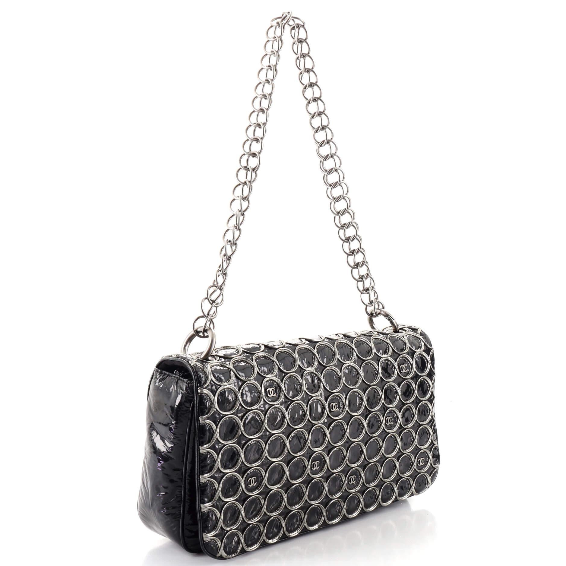 Black Chanel Bubble Cube Flap Bag Patent Large