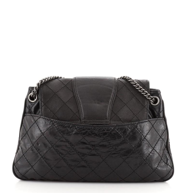 Black Chanel Bubble Graphic Messenger Quilted Calfskin with Caviar Large