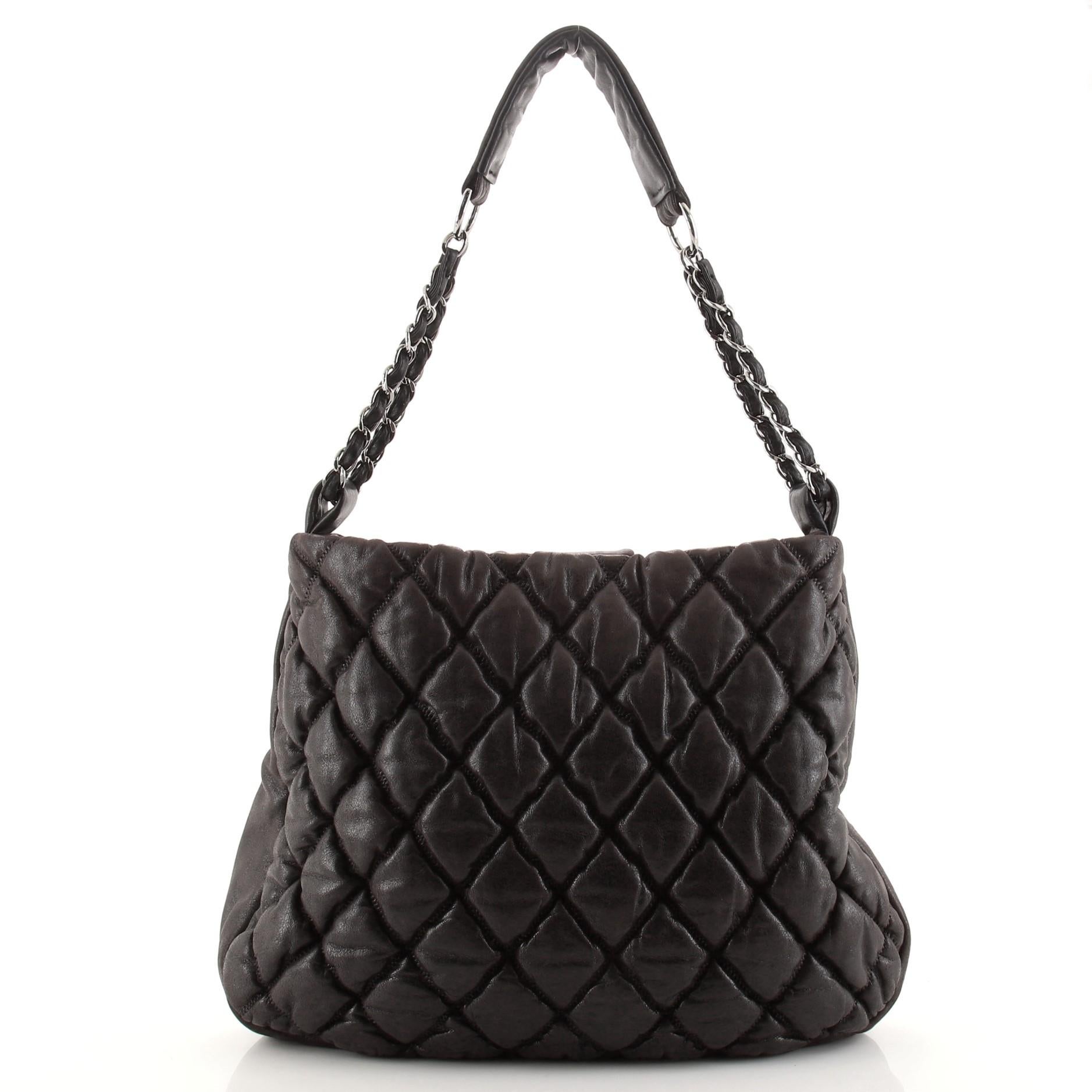Black Chanel Bubble Hobo Quilted Lambskin Large
