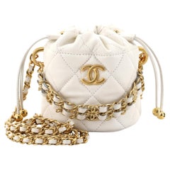 Chanel Bucket Clutch with Chain Quilted Caviar Mini