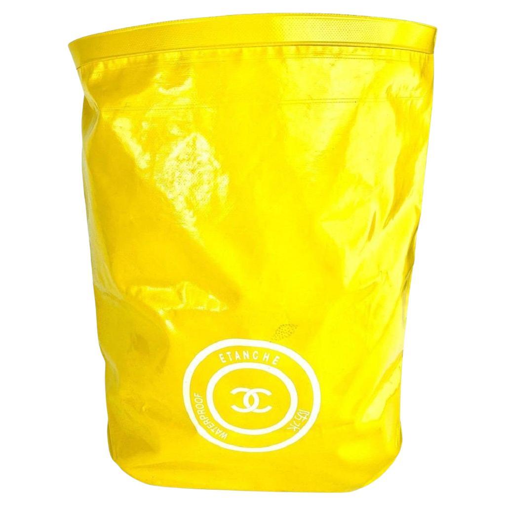 Chanel Bucket Hobo XL Waterproof 19cca69 Yellow Pvc Weekend/Travel Bag For Sale