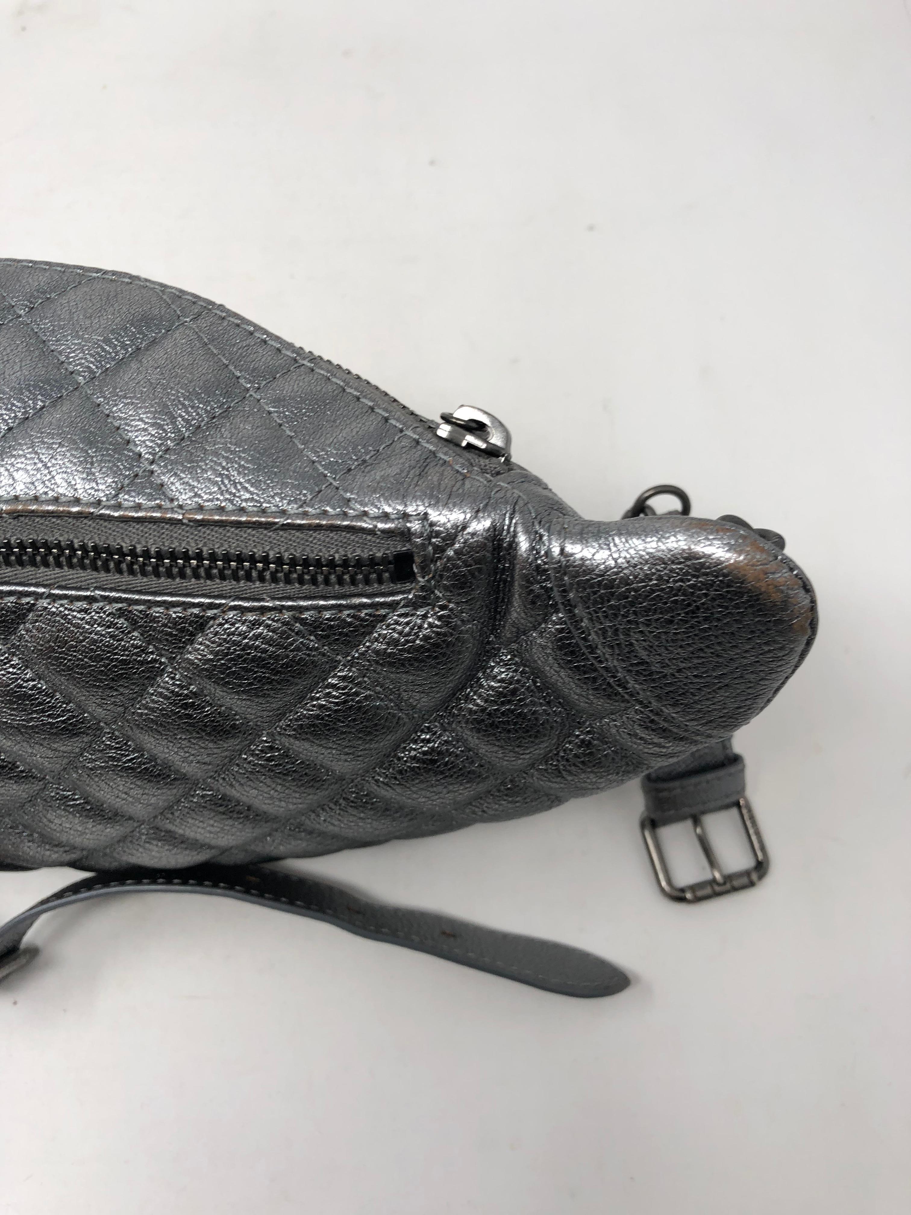 Women's or Men's Chanel Bum Bag Silver Metallic