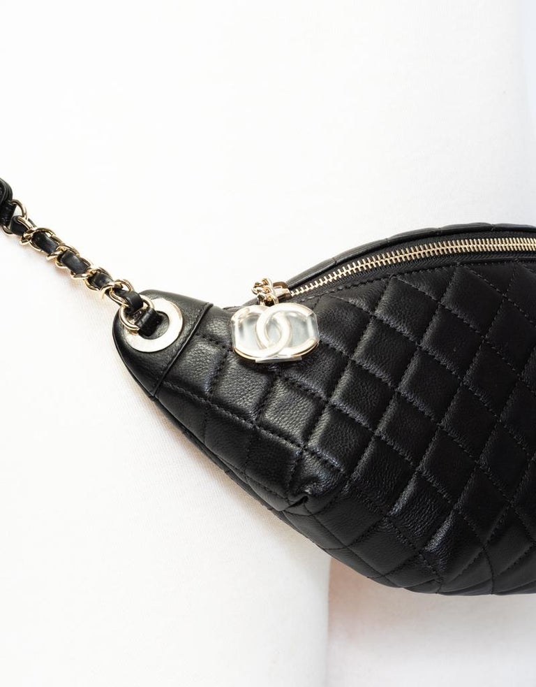 Chanel Bum Black Quilted Leather Waist Bag at 1stDibs