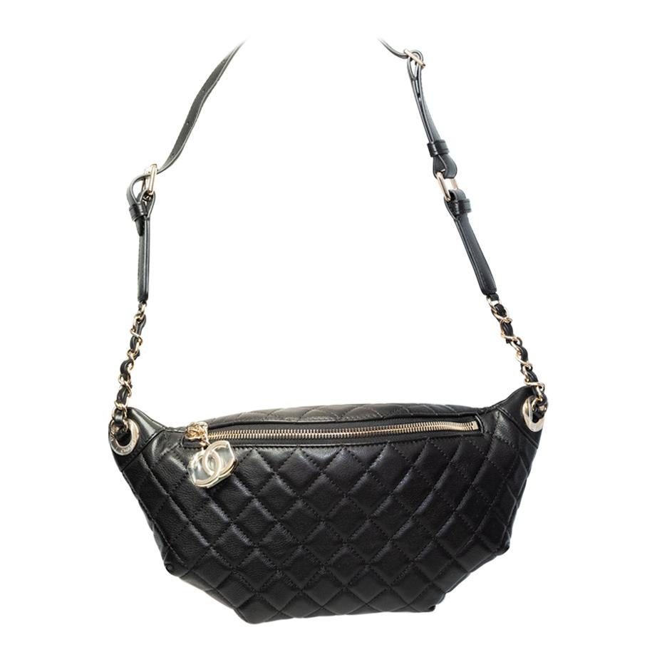 Chanel Bum Black Quilted Leather Waist Bag