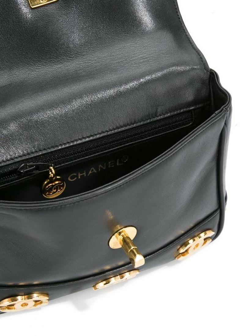 Chanel 1991 Vintage Rare Multi Plaque CC Logos Waist Belt Fanny Pack Bum Bag For Sale 2