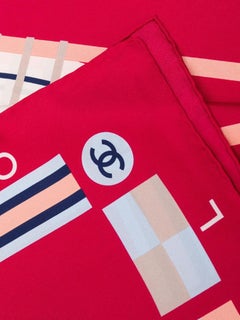 Chanel Burgandy & Peach 'Cruise' Silk Scarf