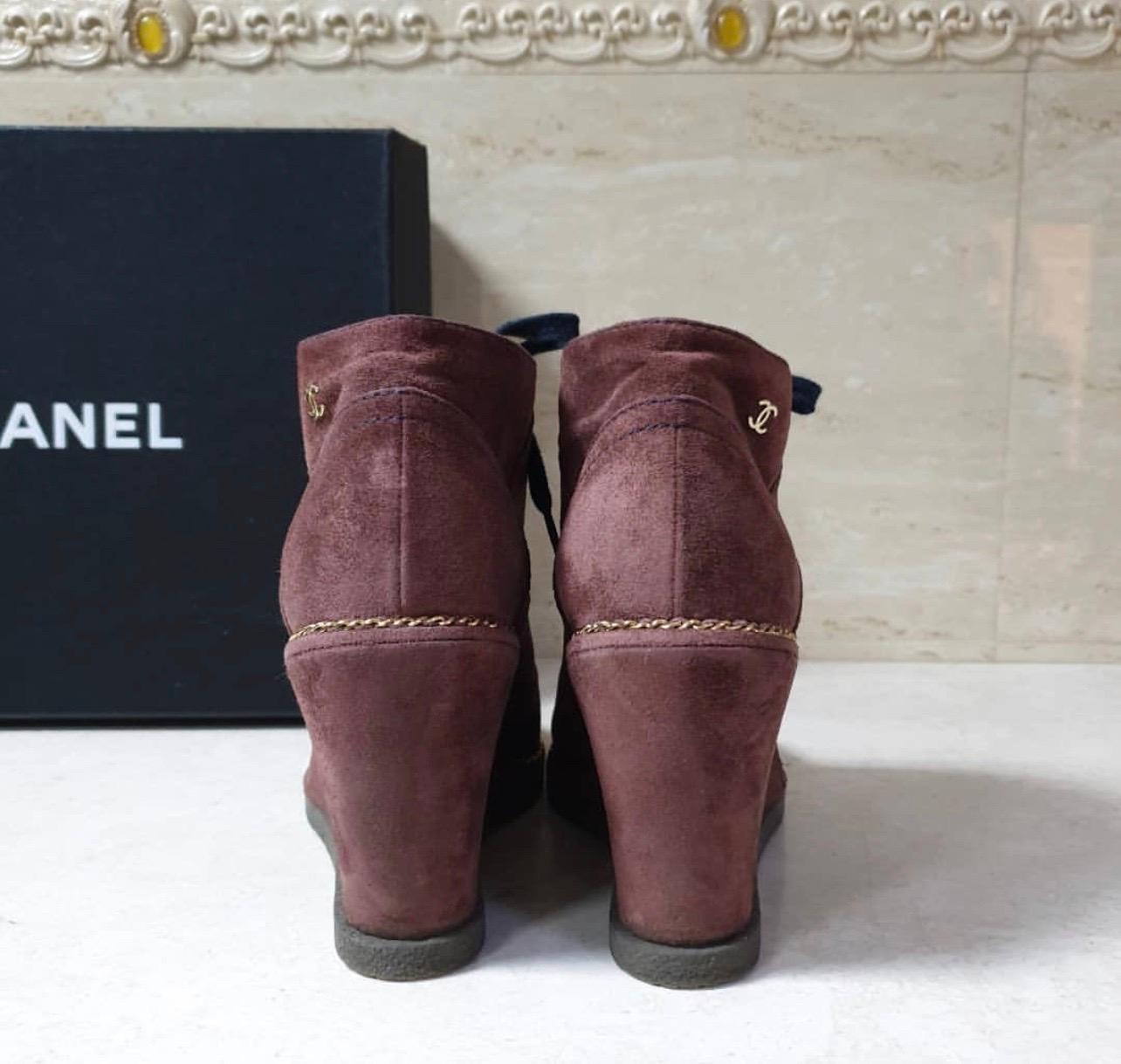 burgundy chanel boots