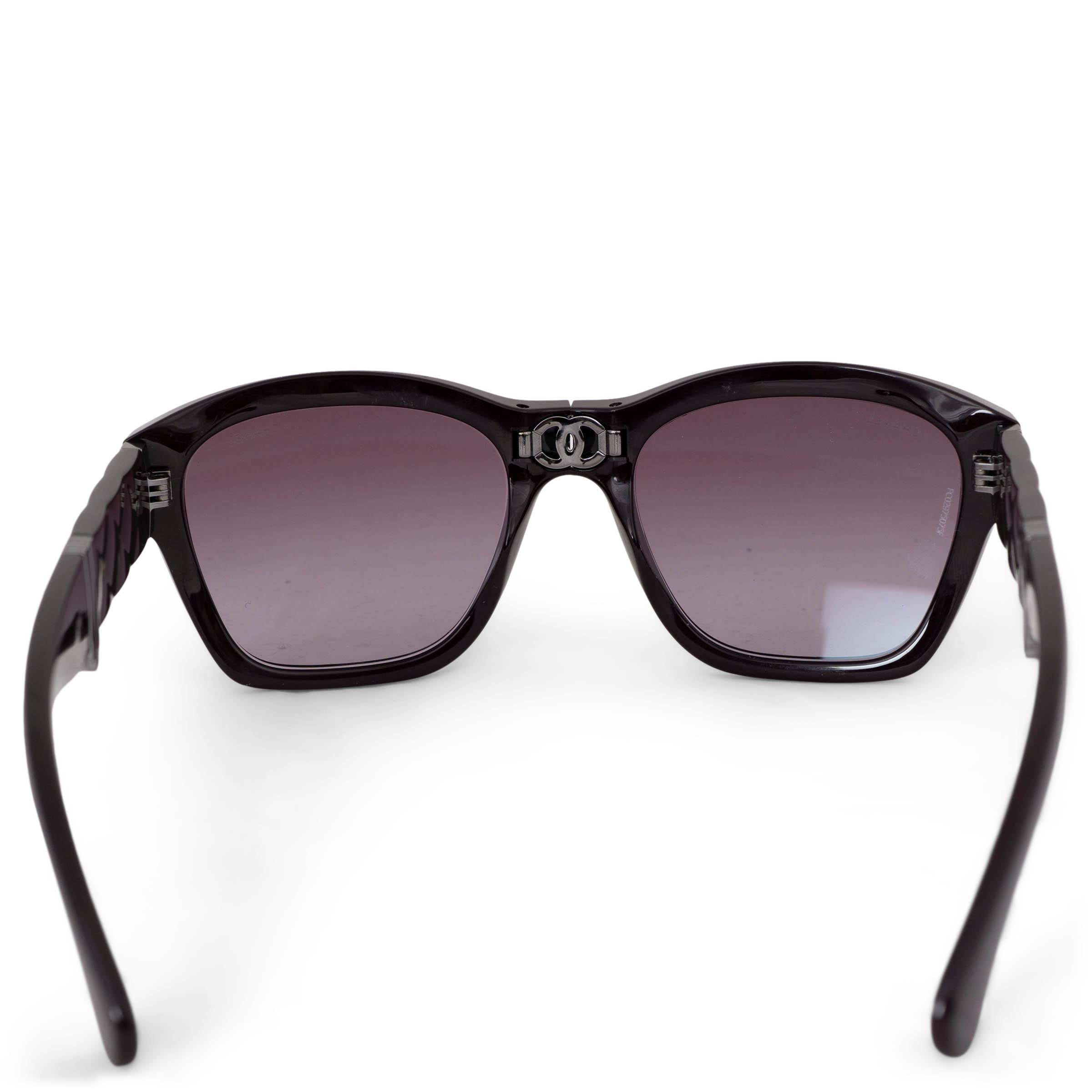 Nero Occhiali da sole CHANEL 6055-B FOLDING SQUARE in acetato bordeaux in vendita