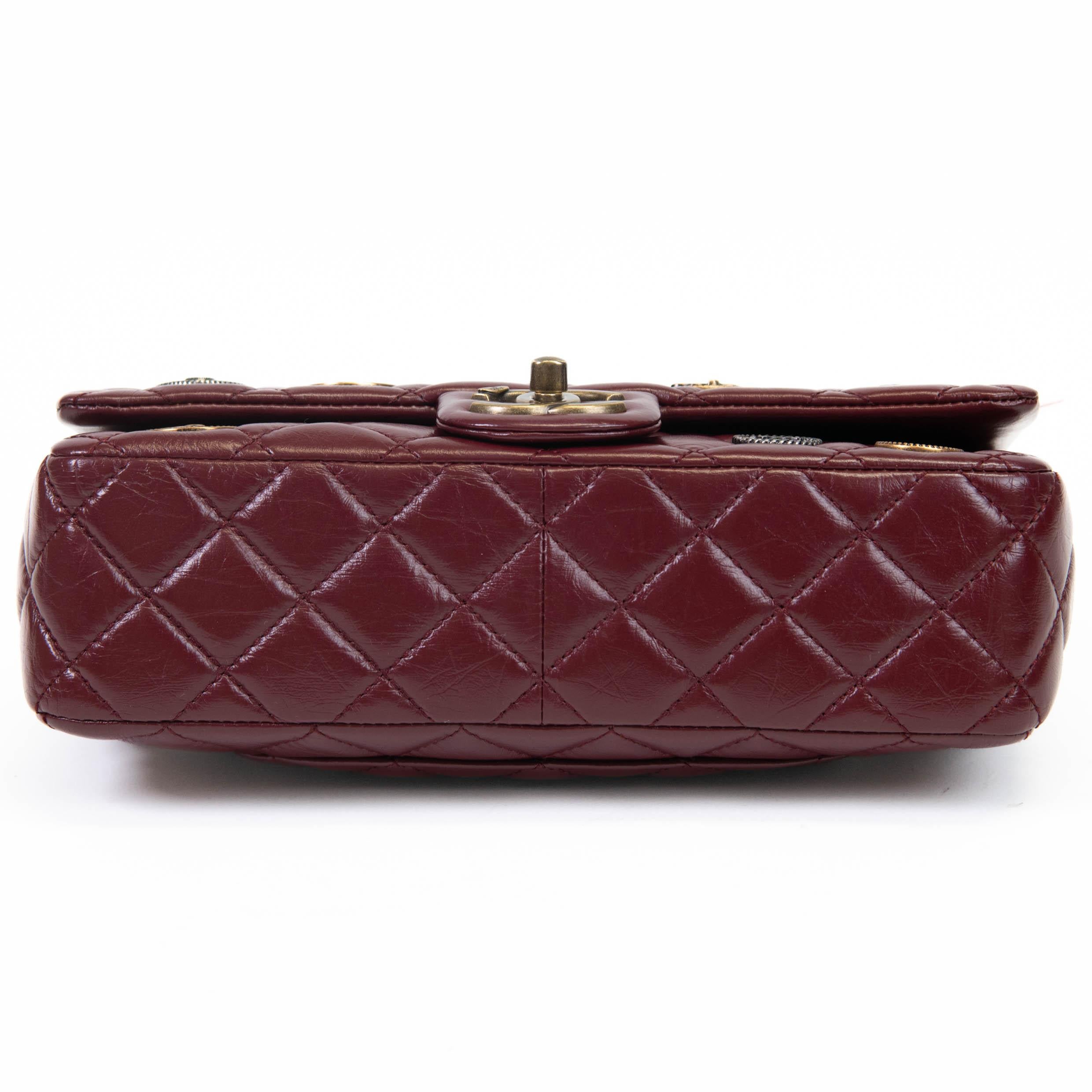 Chanel Burgundy Aged Calfskin Quilted Medium Medallion Flap 1