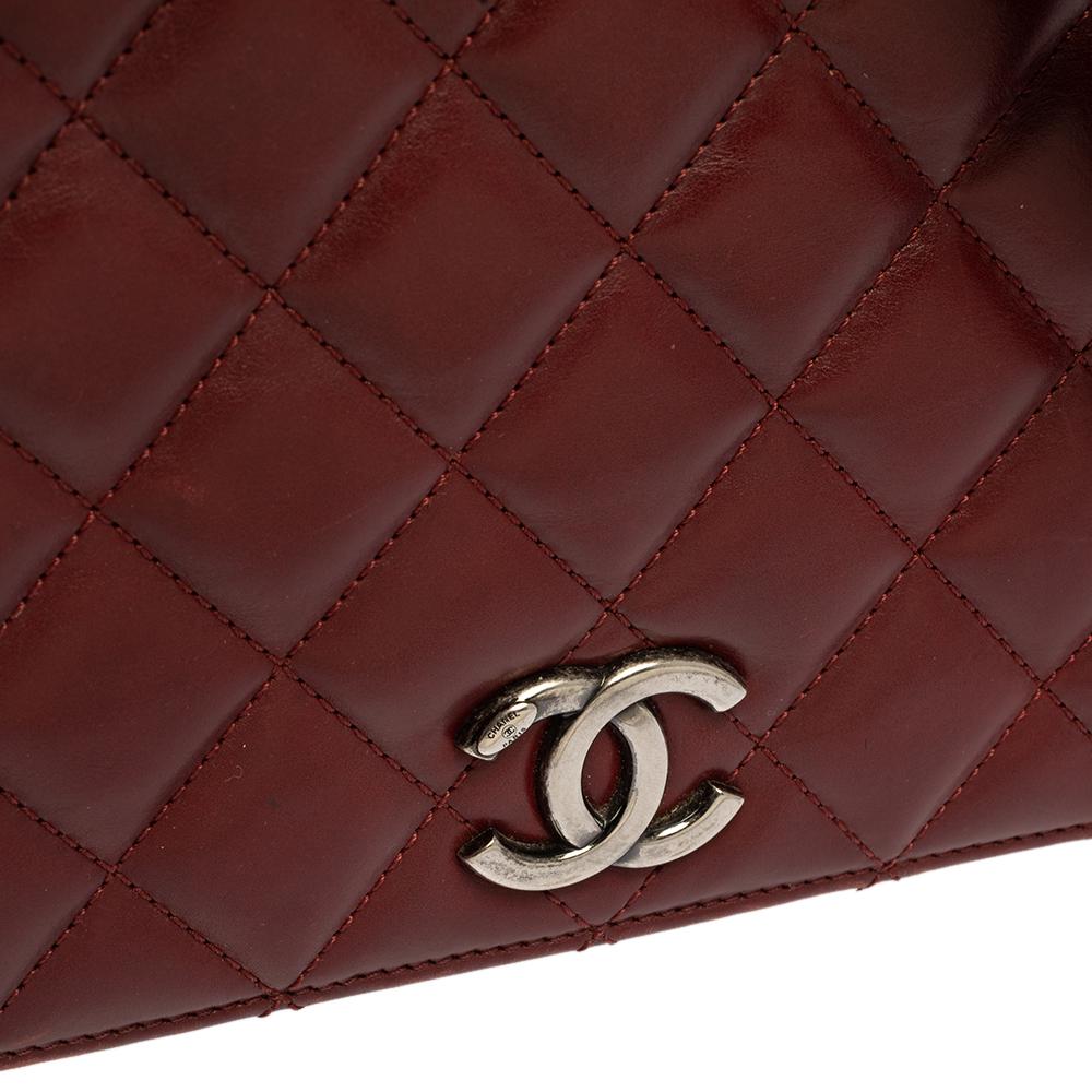 Chanel Burgundy And Dark Grey Quilted Grosgrain Small Ballerine Flap Bag 3