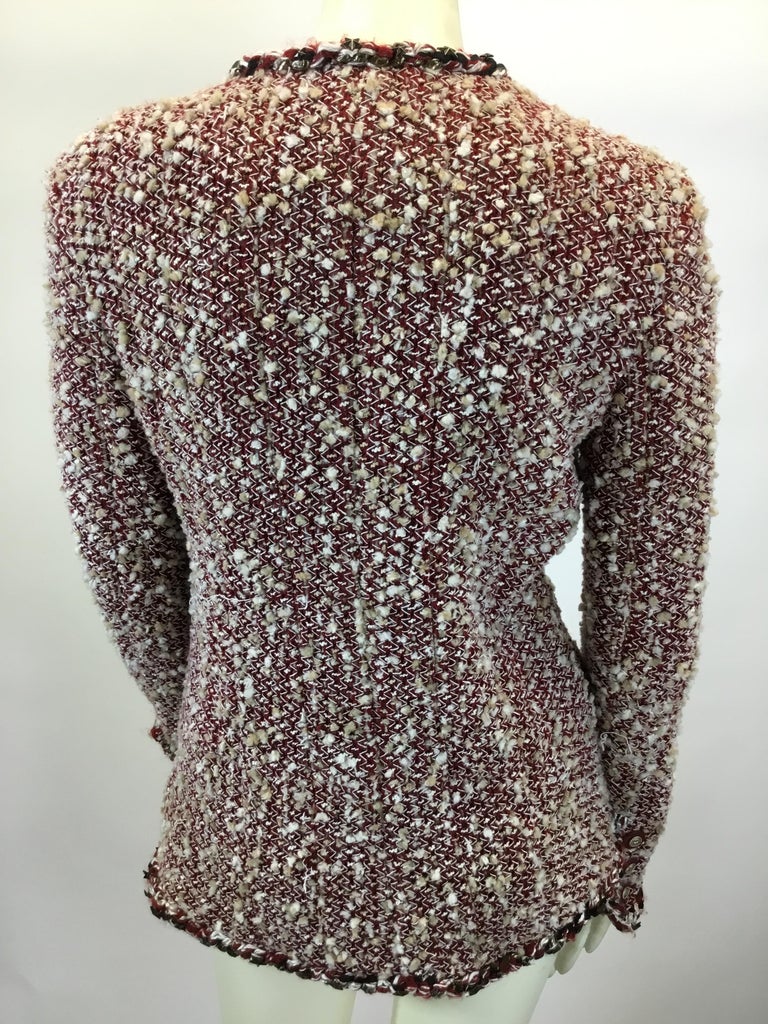 Chanel Burgundy and Tan Boulce Jacket For Sale at 1stDibs | navy zig ...