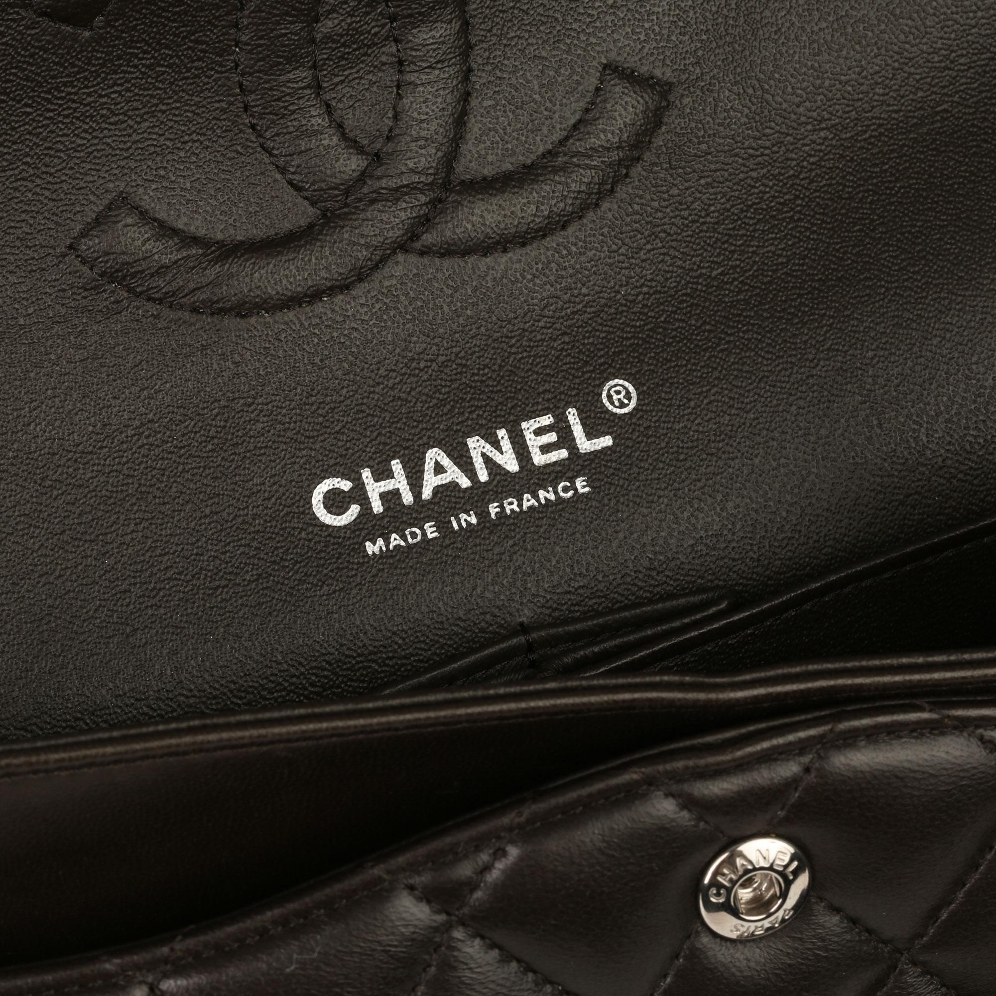 Women's Chanel Burgundy, Black & Khaki Lambskin Medium Classic Double Flap Bag