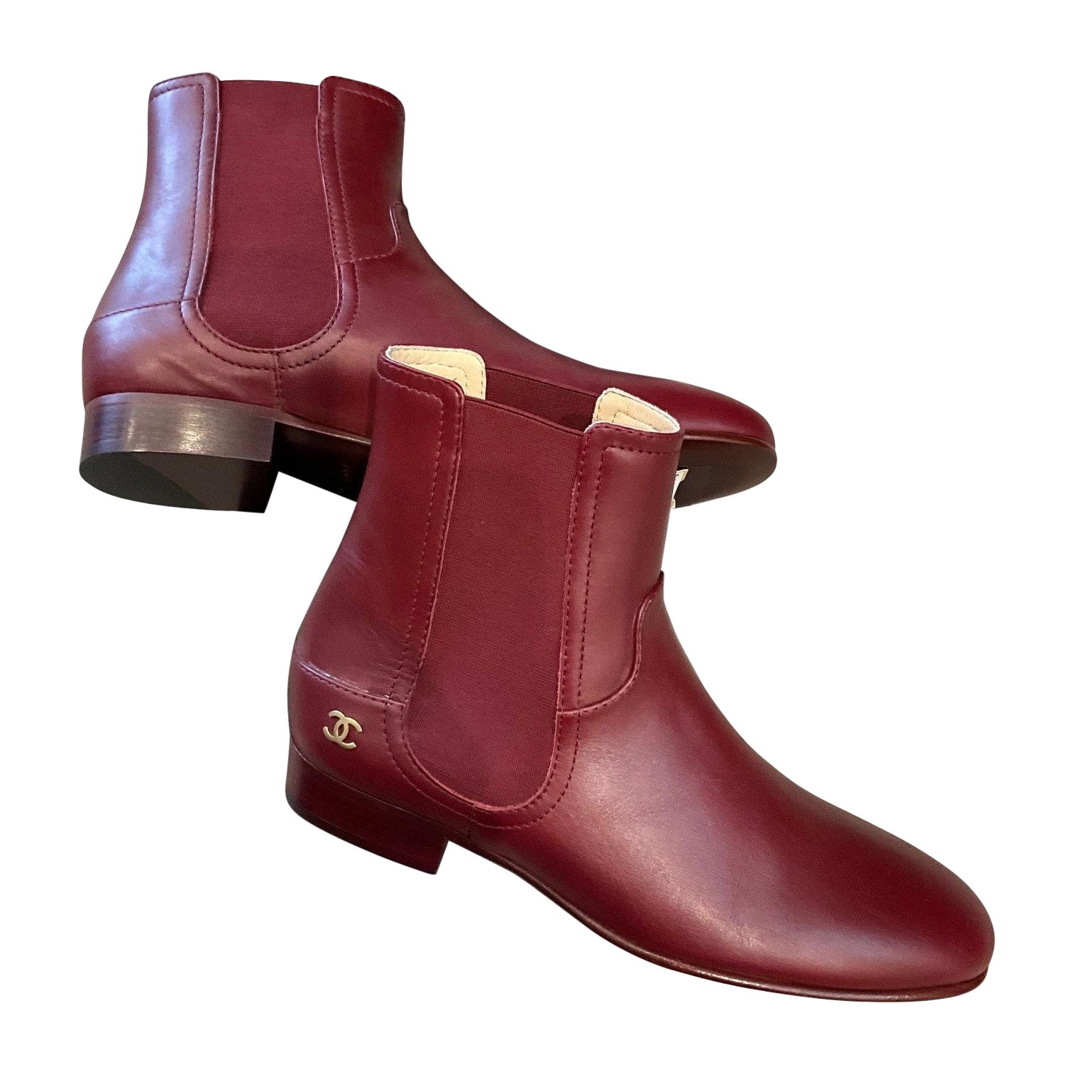 Chanel Botín Borgoña Nuevo Talla EU 39