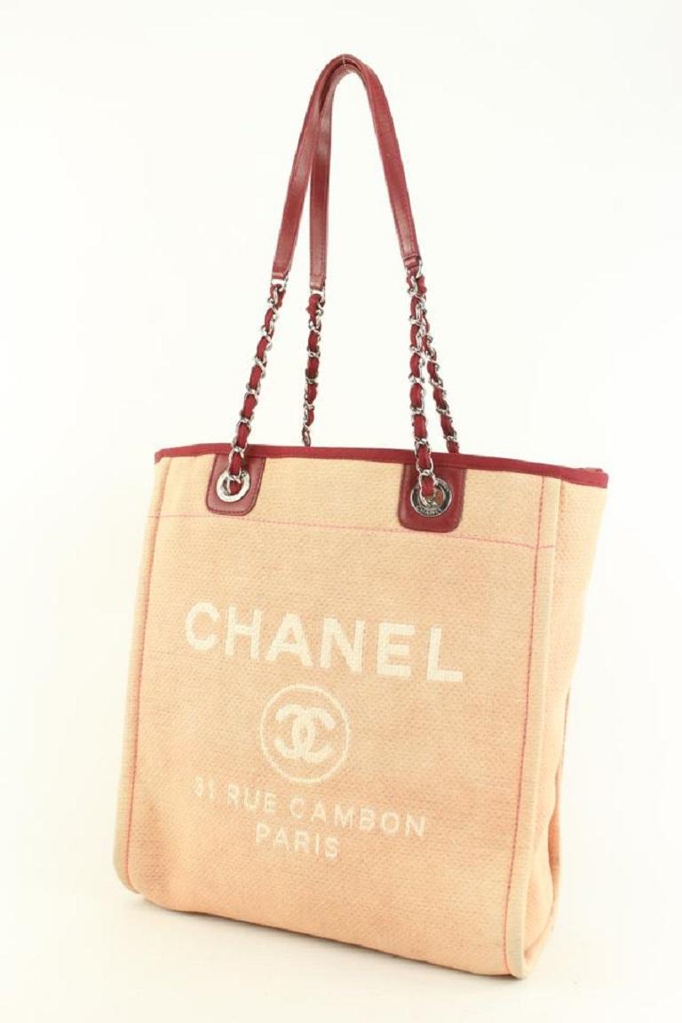 Chanel Burgundy Bordeaux North South Deauville Chain Tote Bag 256cas56