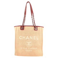 Vintage Chanel Burgundy Bordeaux North South Deauville Chain Tote Bag 256cas56