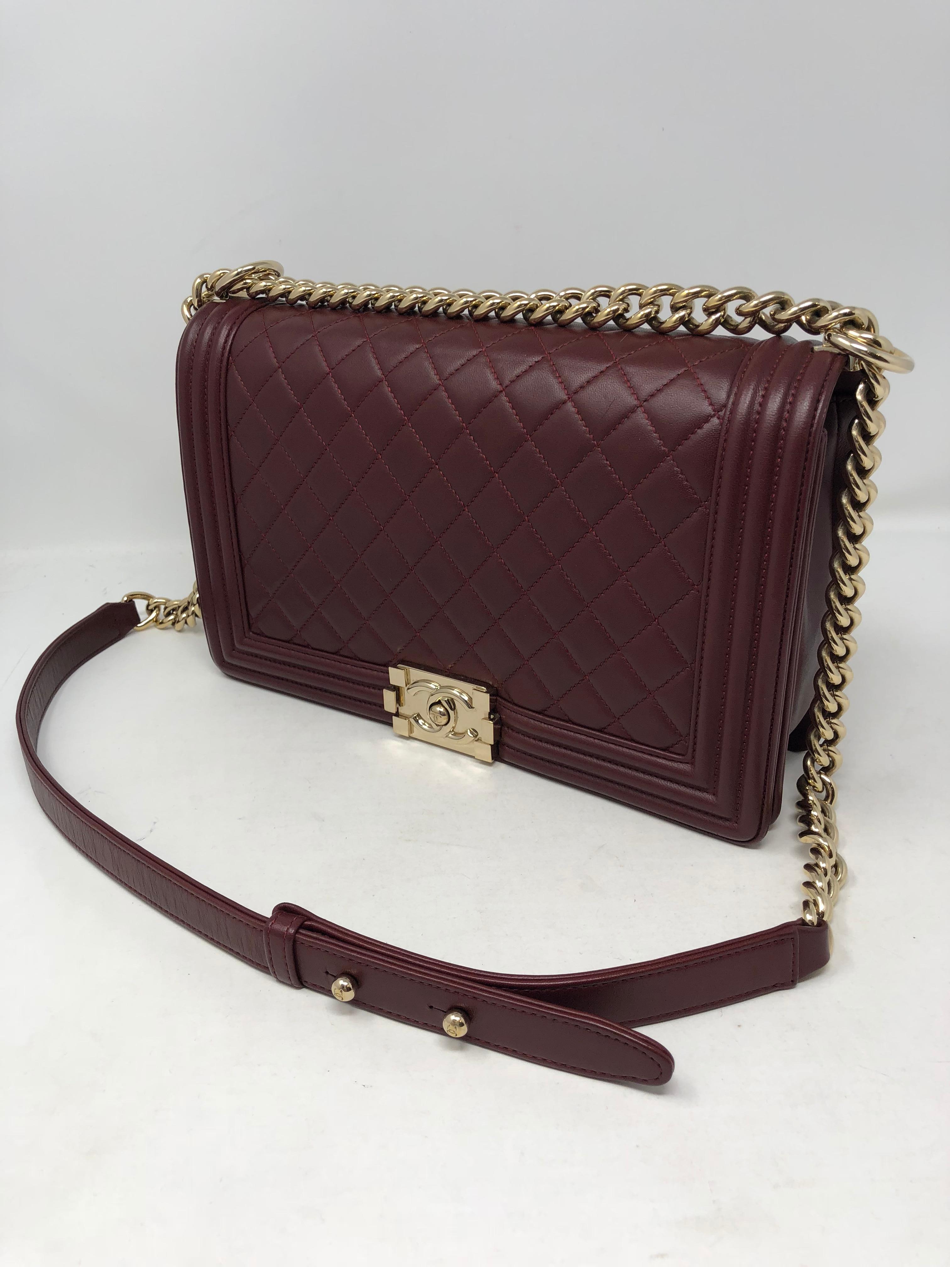 Chanel Burgundy Boy Bag In Excellent Condition In Athens, GA
