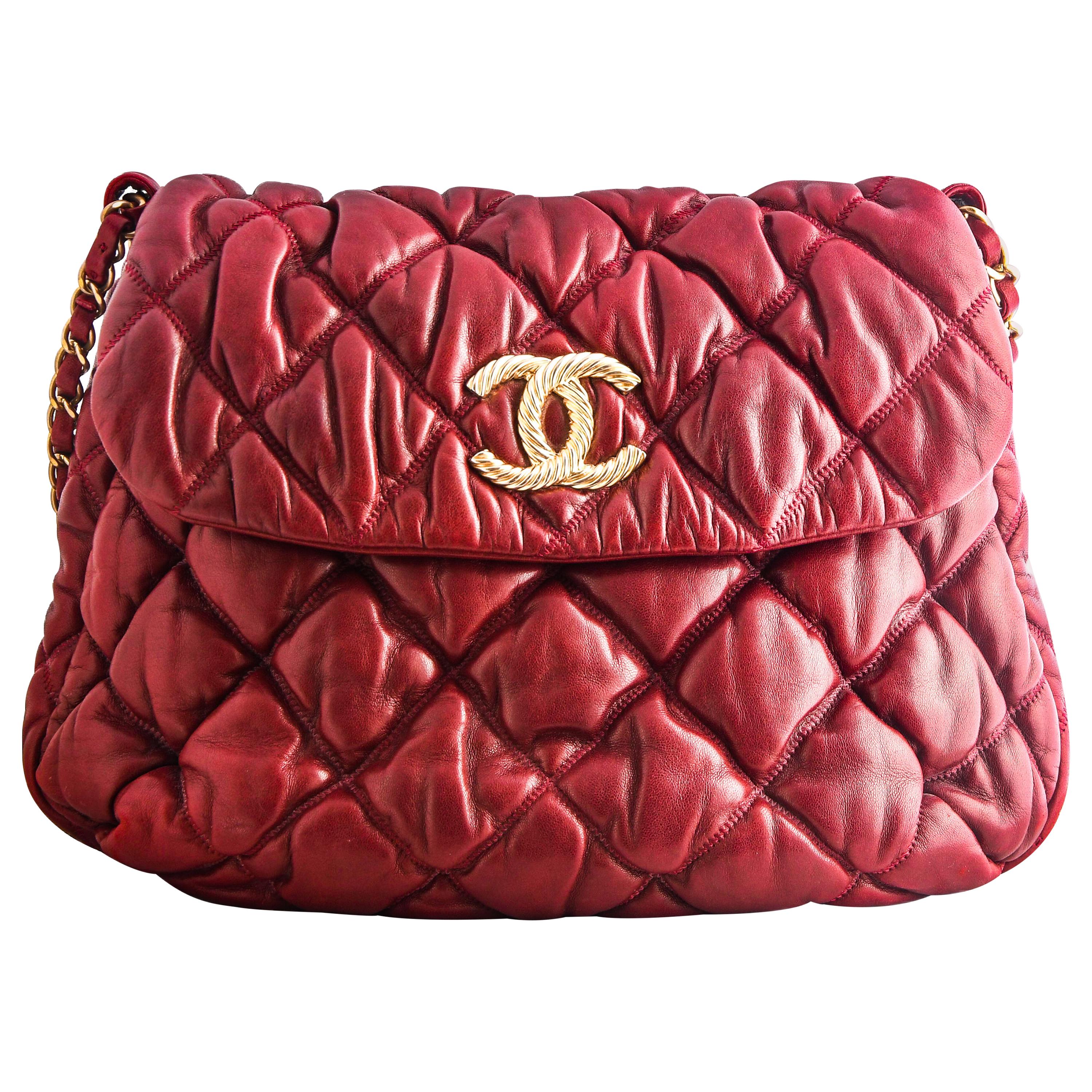 Chanel Burgundy and Cream Coco Print Velvet Top Handle Flap Gold Hardware, 2002 (Very Good), Womens Handbag