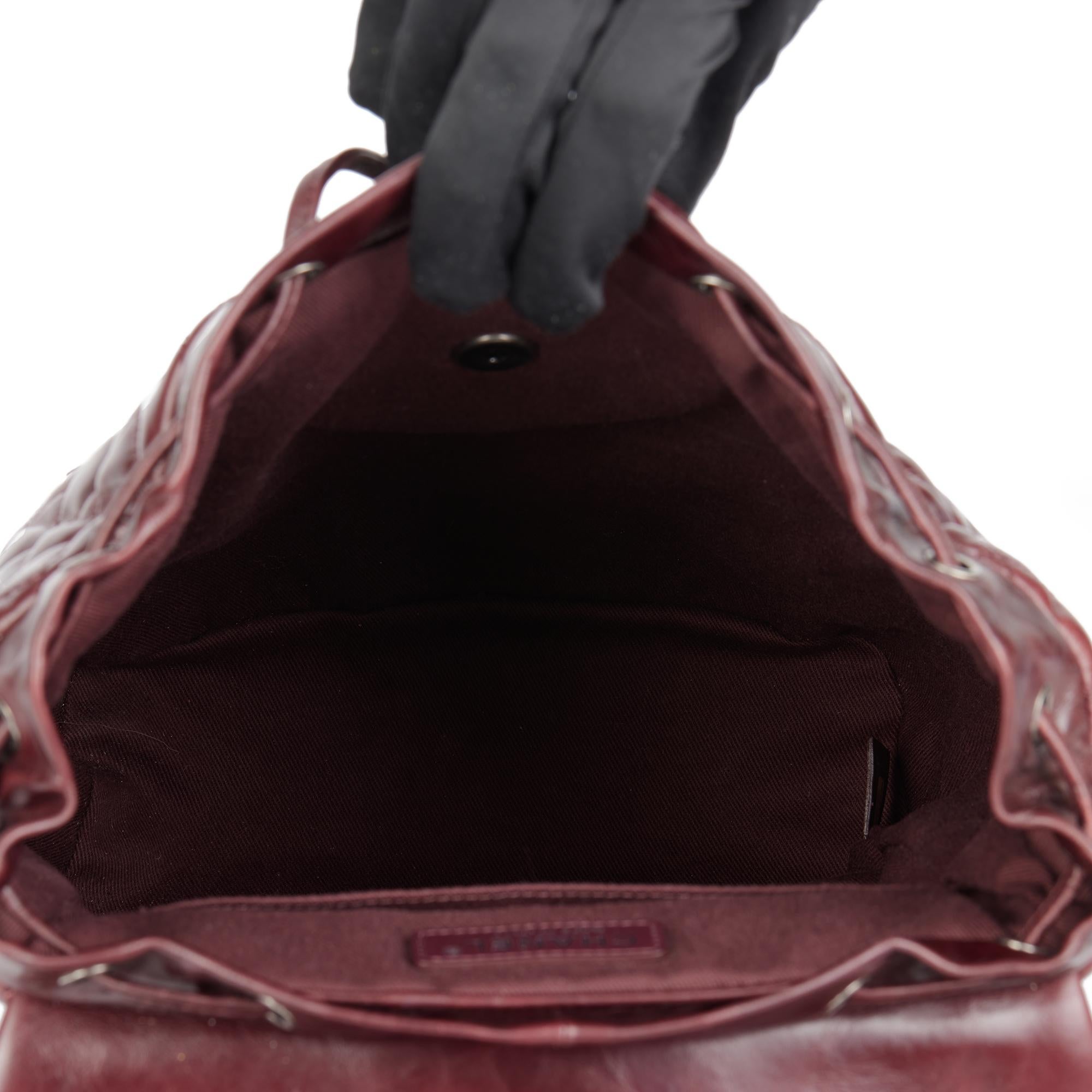 CHANEL Burgundy Calfskin Leather Small Mountain Backpack 5