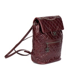 CHANEL Burgundy Calfskin Leather Small Mountain Backpack