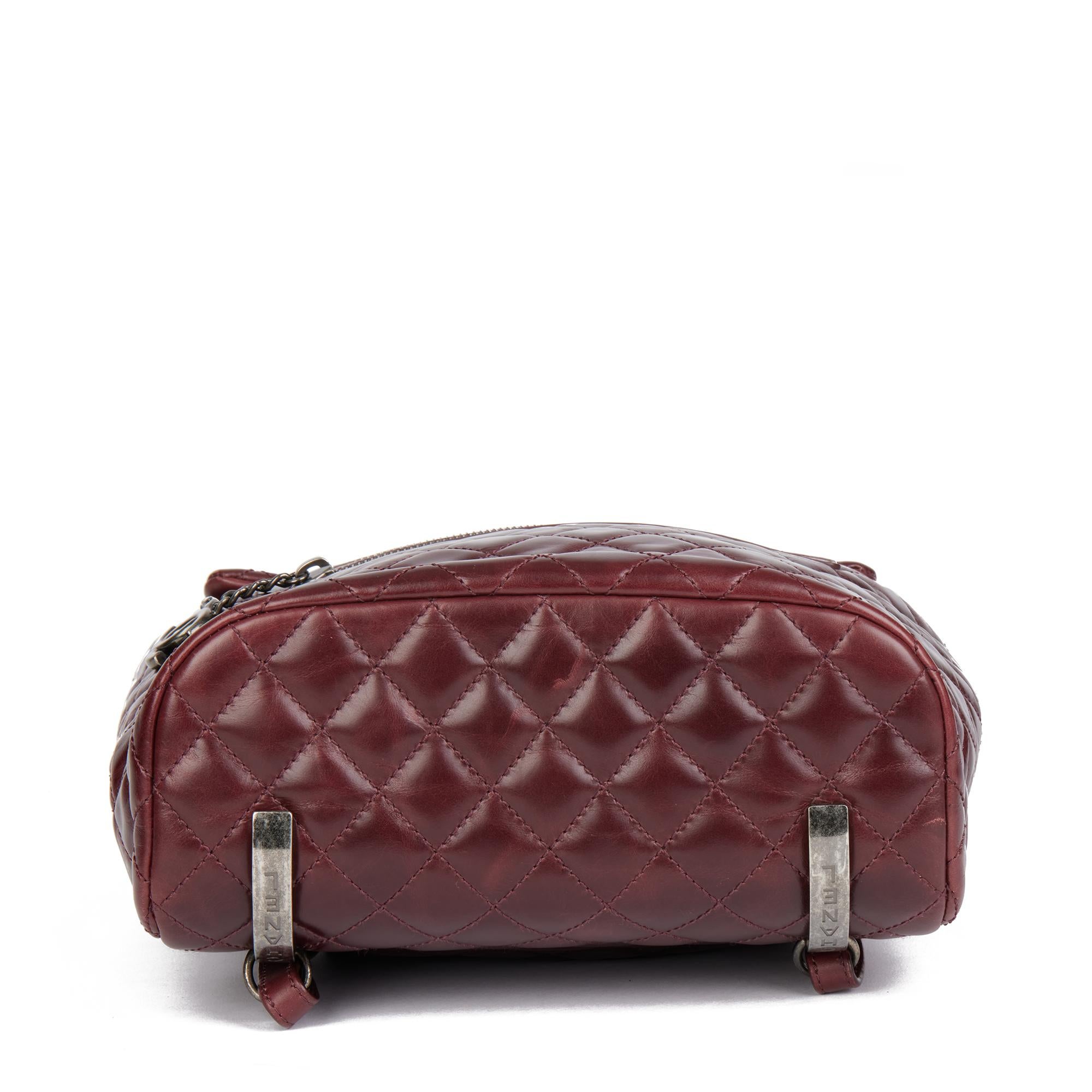 Women's CHANEL Burgundy Calfskin Leather Small Mountain Backpack