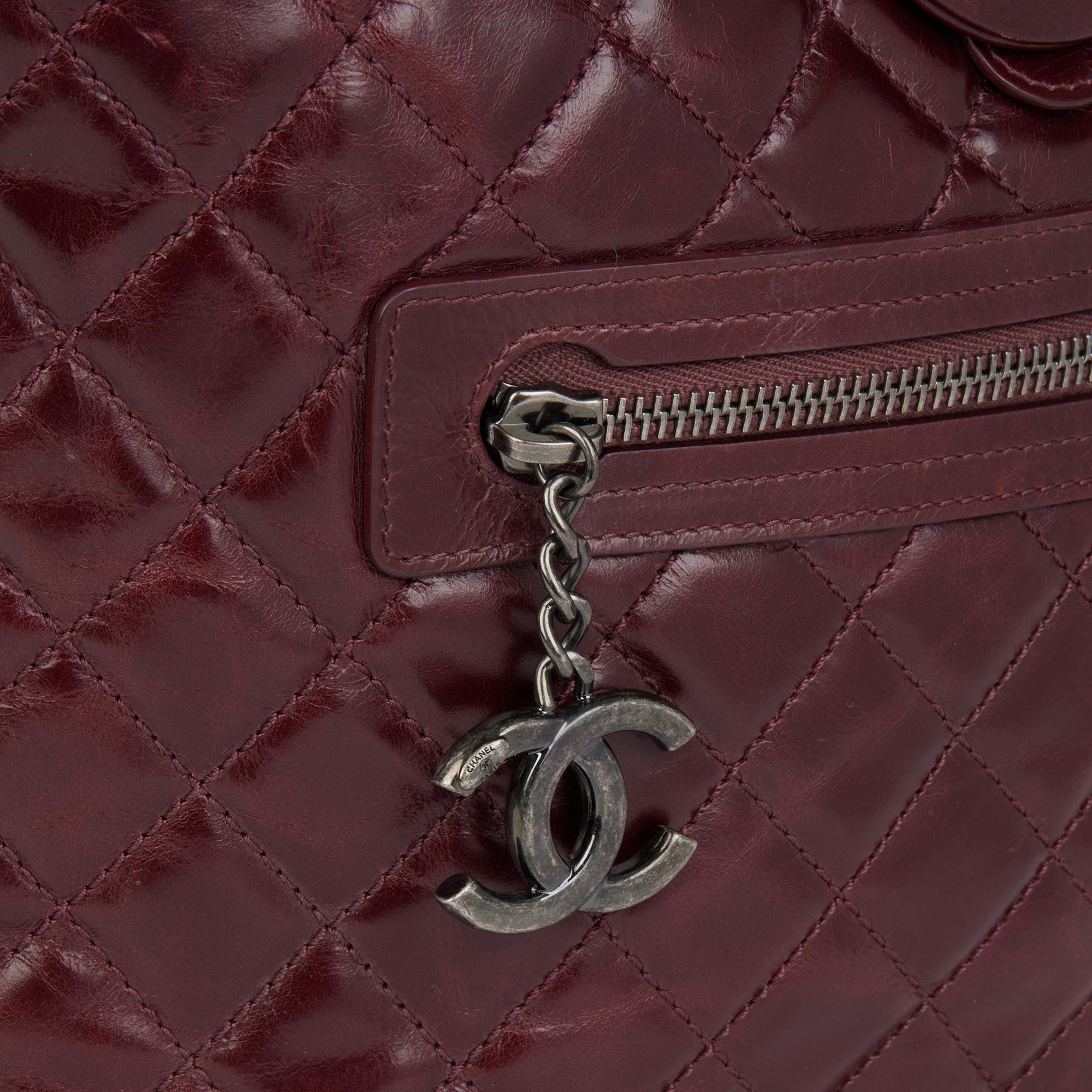 CHANEL Burgundy Calfskin Leather Small Mountain Backpack 1