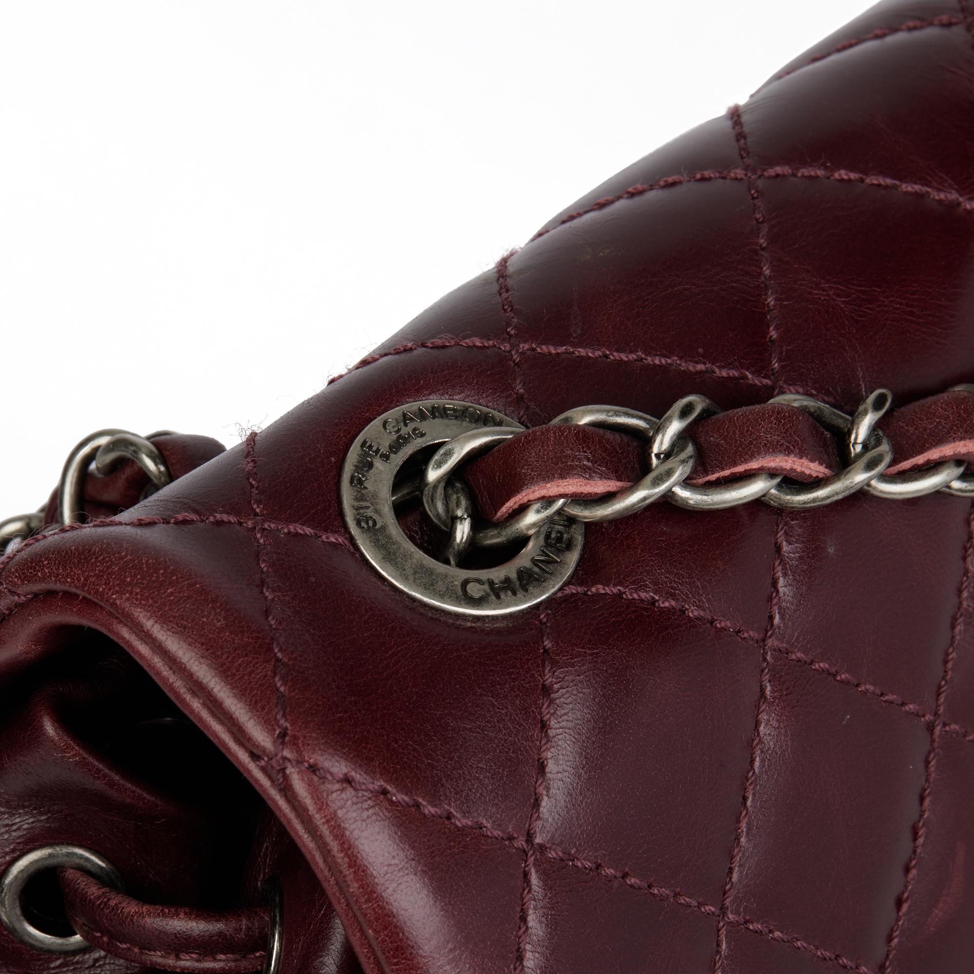 CHANEL Burgundy Calfskin Leather Small Mountain Backpack 2