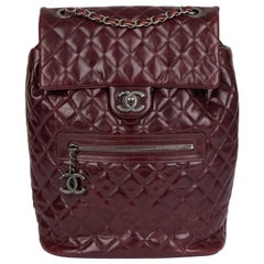 CHANEL Burgundy Calfskin Leather Small Mountain Backpack