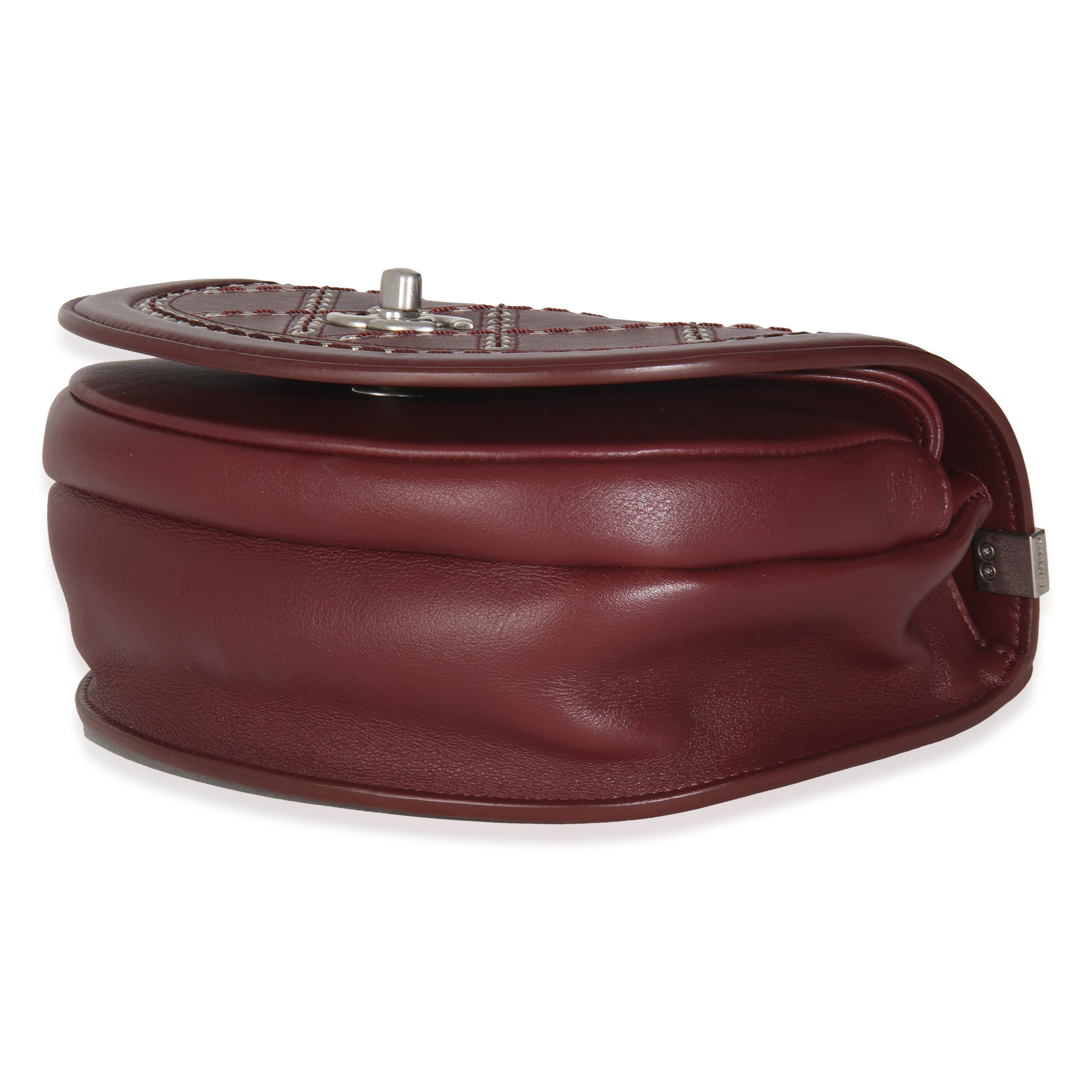 Women's or Men's Chanel Burgundy Calfskin Small Coco Eyelets Flap Bag For Sale