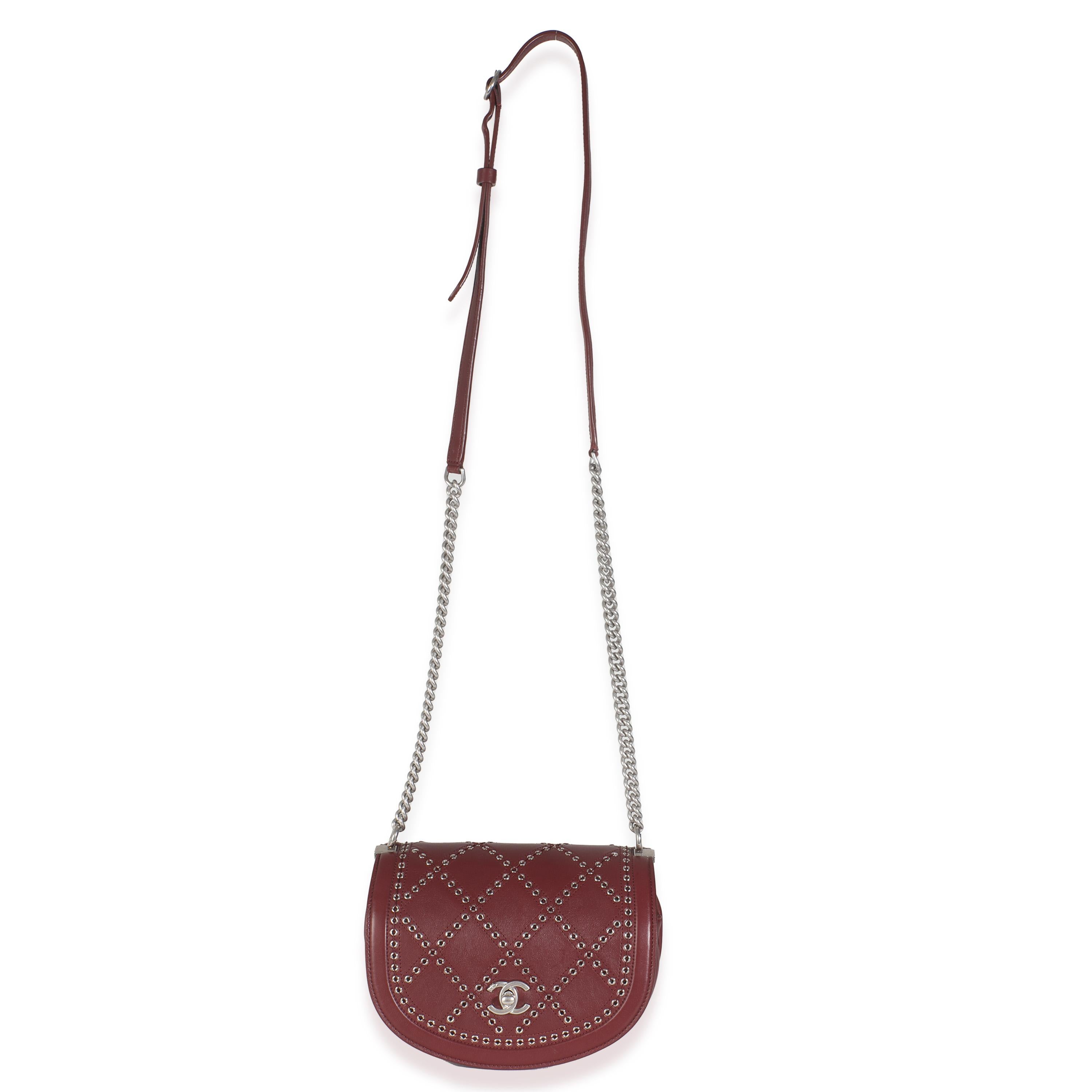 Chanel Burgundy Calfskin Small Coco Eyelets Flap Bag For Sale 1