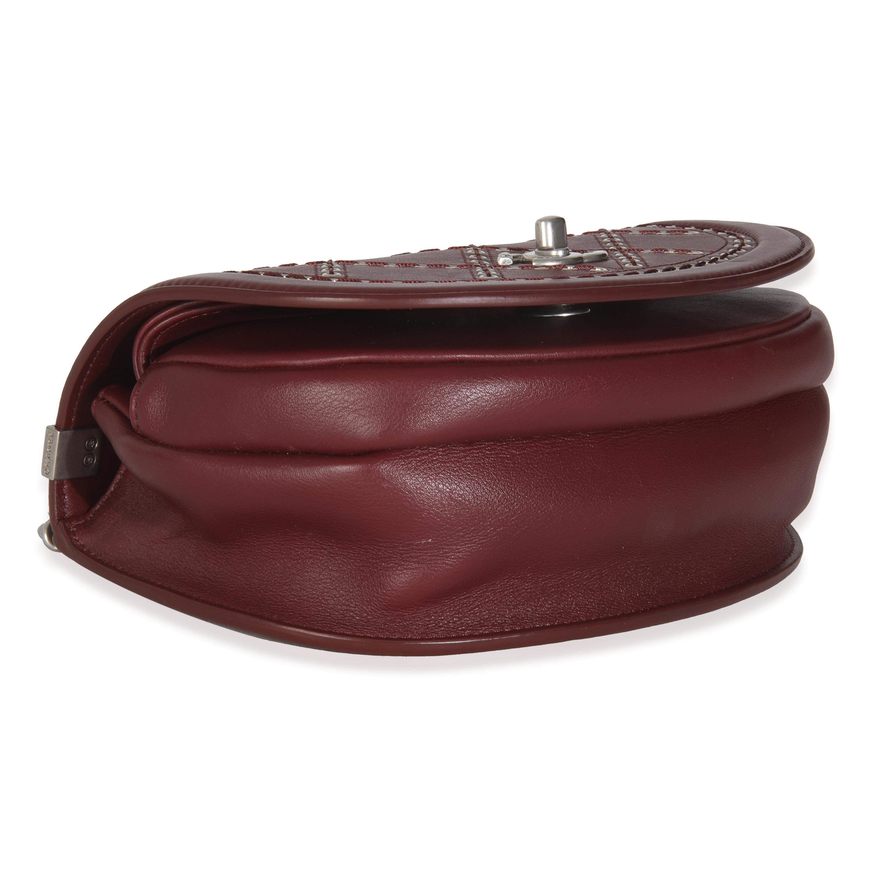 Chanel Burgundy Calfskin Small Coco Eyelets Flap Bag For Sale 2
