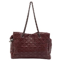 Chanel Burgundy Camellia Embossed Patent Leather Shoulder Bag