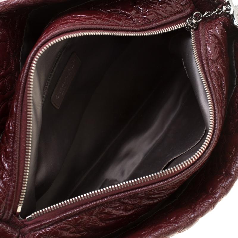 Chanel Burgundy Camellia Stitch Patent Leather Shoulder Bag 3