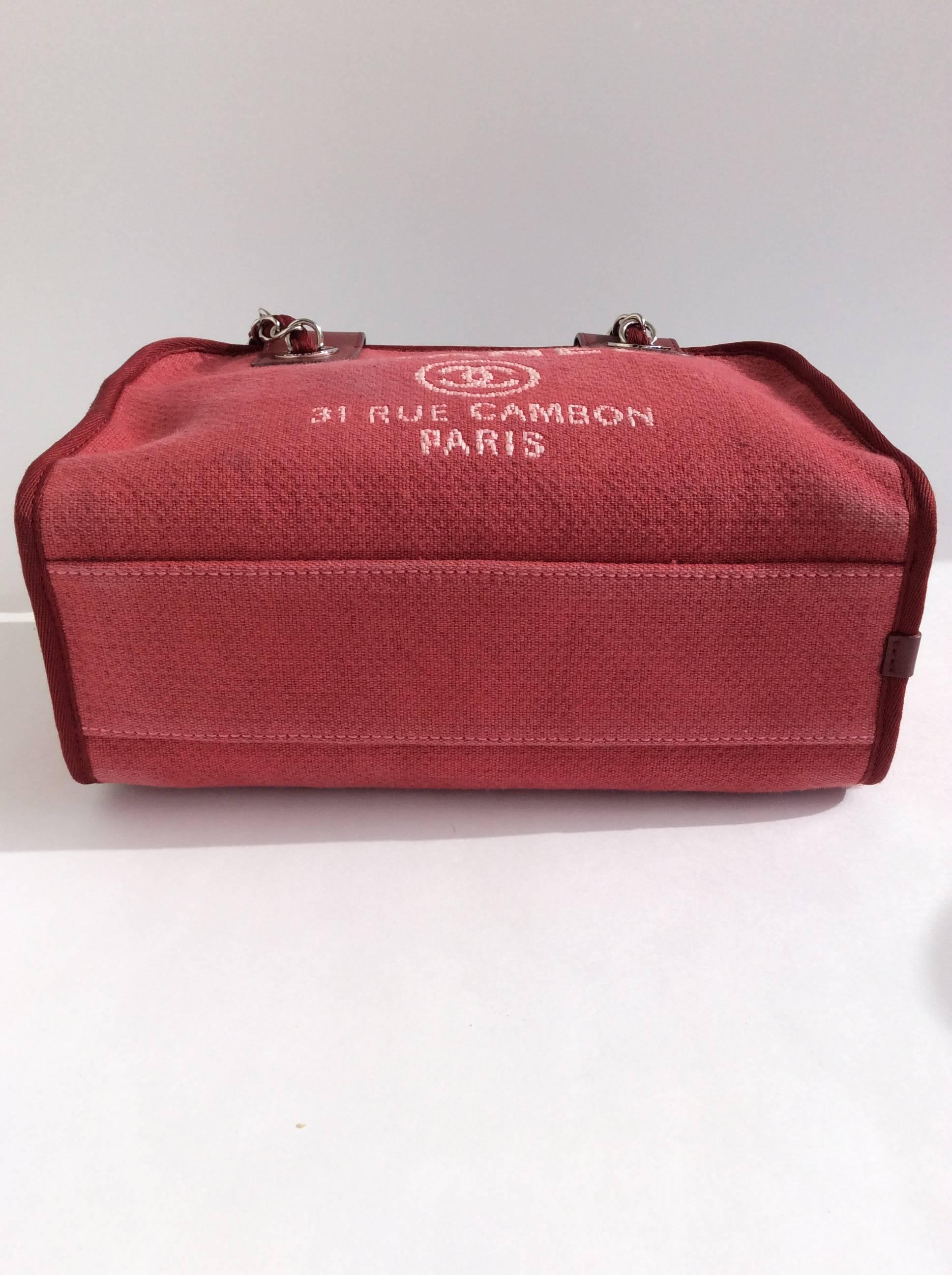 Women's Chanel Burgundy Canvas And Leather Handbag