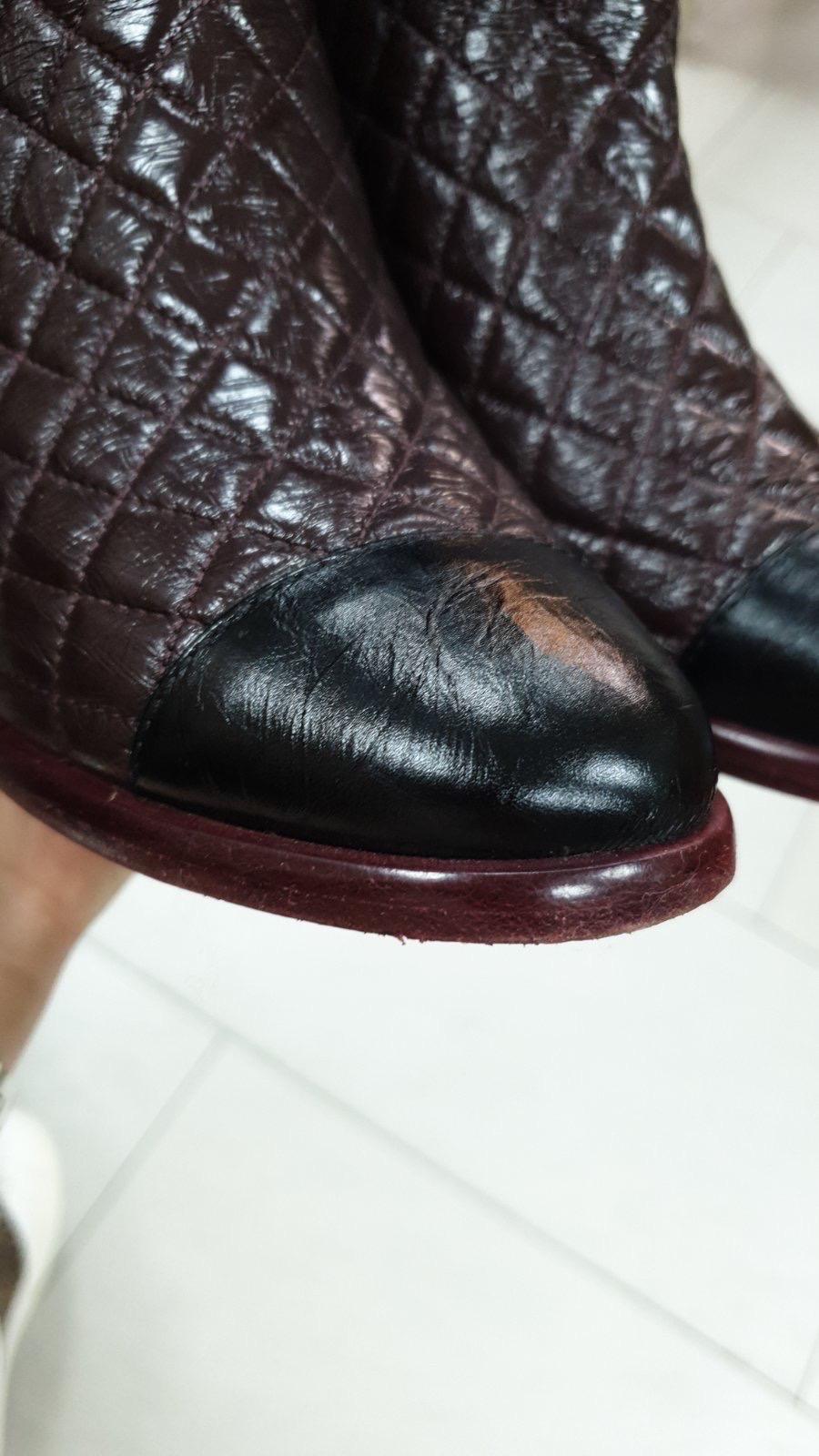 Chanel Burgundy Cap Toe CC Logo Ankle Boots For Sale 5