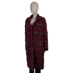 CHANEL burgundy cashmere 23P CHUNKY KNIT Coat Jacket 38 S