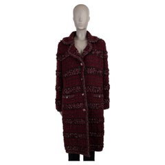 CHANEL burgundy cashmere 23P CHUNKY KNIT Coat Jacket 38 S