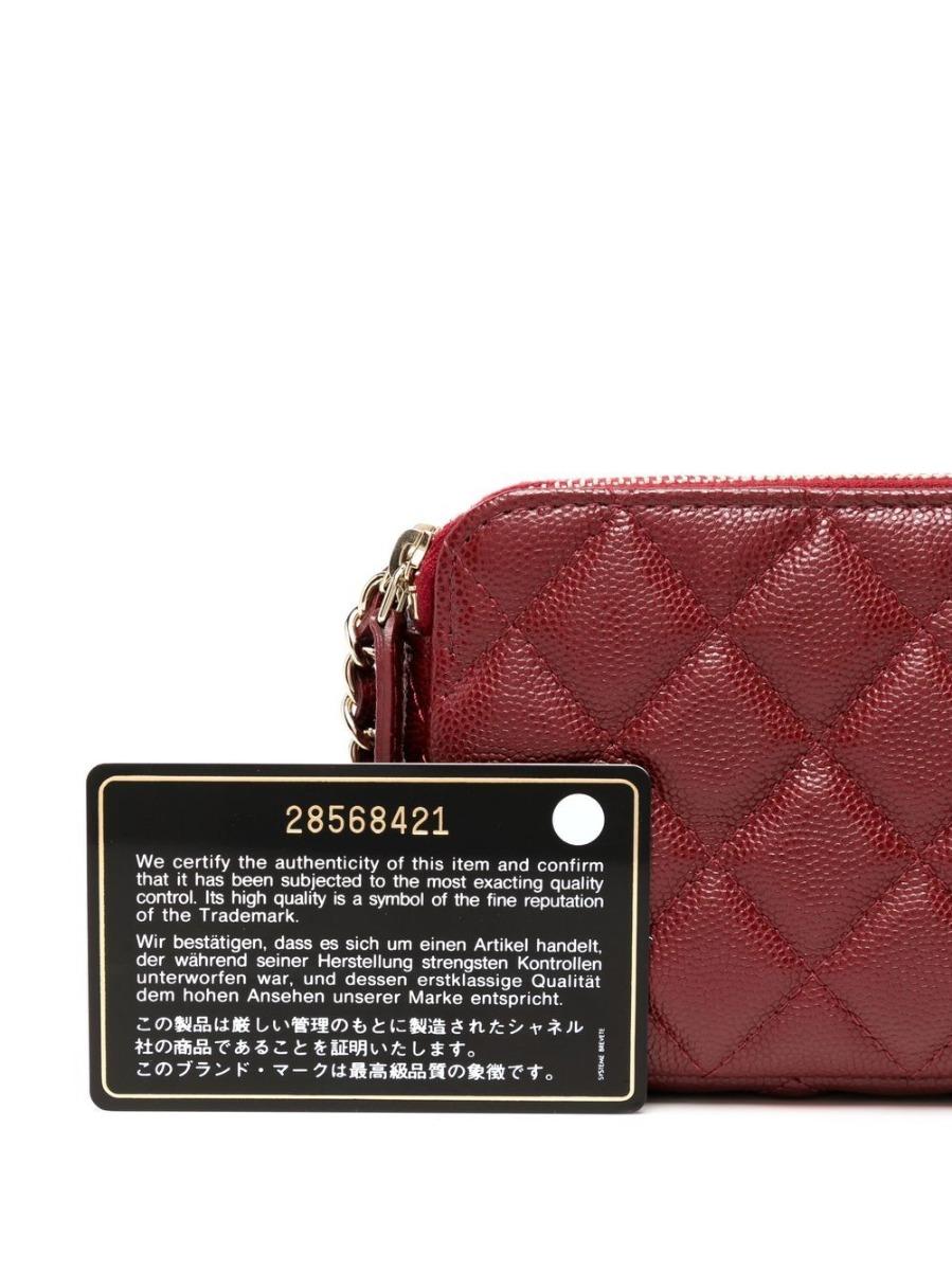Chanel Burgundy Caviar Double Zip Wallet On Chain  In Excellent Condition In London, GB