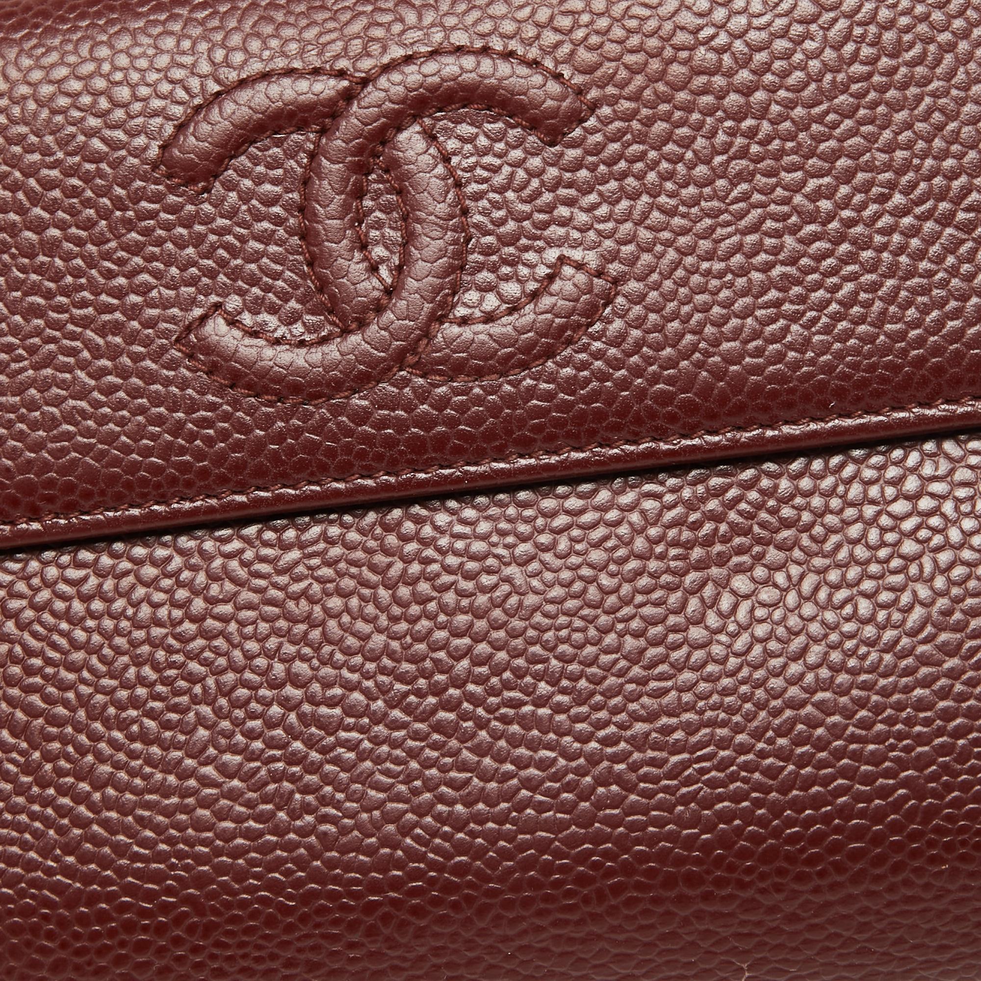 Chanel Burgundy Caviar Leather CC Continental Wallet 4