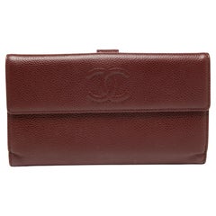 Chanel Burgund Kaviar Leder CC Continental Brieftasche