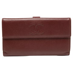 Chanel Burgundy Caviar Leather CC Continental Wallet