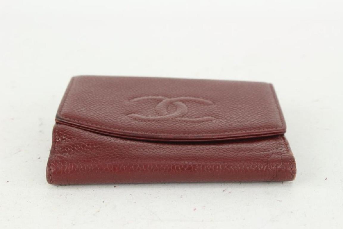 Chanel Burgundy Caviar Leather CC Logo Coin Purse Compact Wallet 818ca65 1