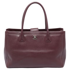 Chanel Burgundy Caviar Leather Cerf Shopper Tote