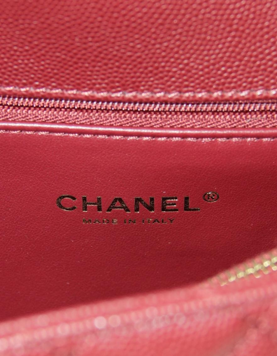 Chanel Burgundy Caviar Leather Quilted Small Coco Handle Flap Bag 6