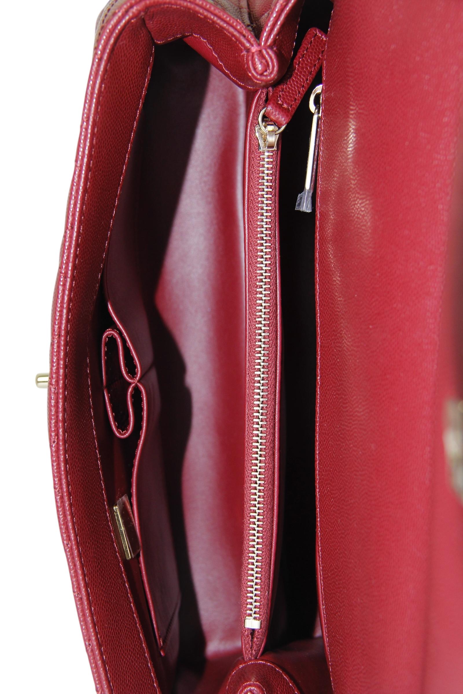 Chanel Burgundy Caviar Leather Quilted Small Coco Handle Flap Bag 8
