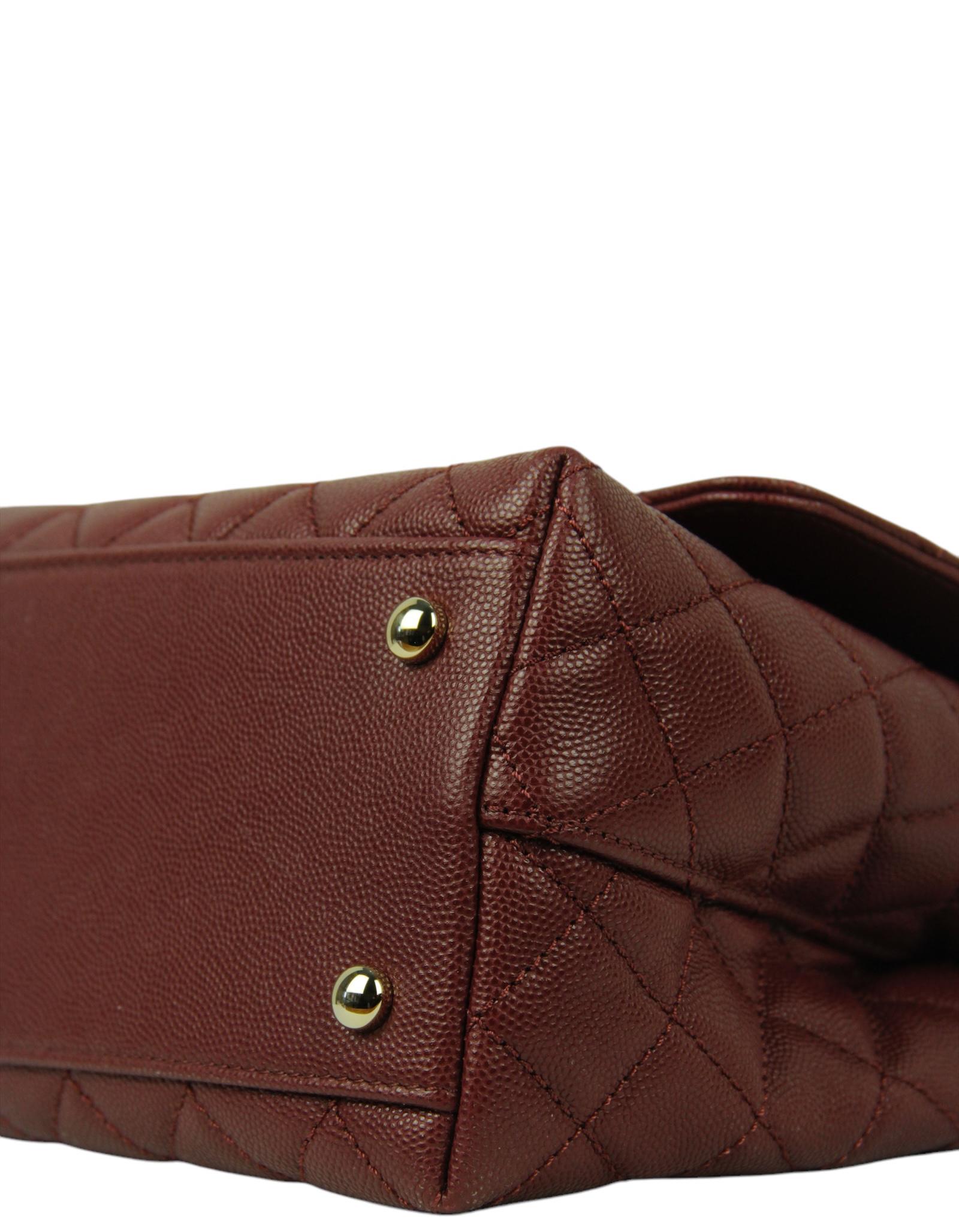 Women's Chanel Burgundy Caviar Leather Quilted Small Coco Handle Flap Bag