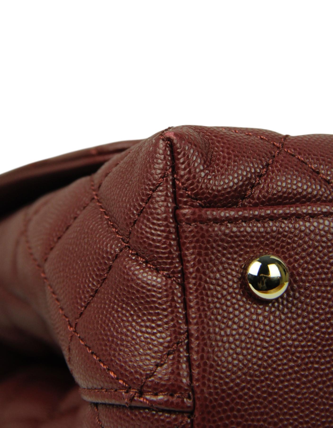 Chanel Burgundy Caviar Leather Quilted Small Coco Handle Flap Bag 1