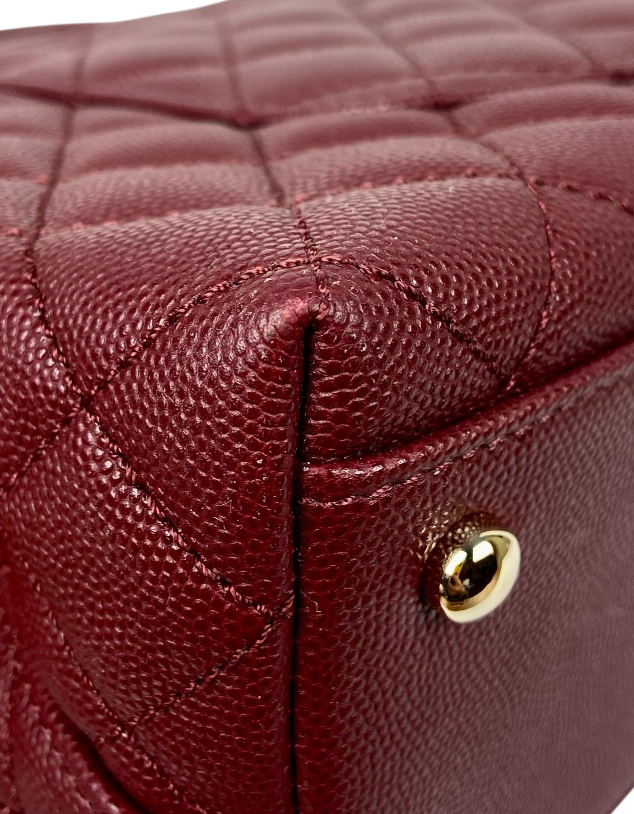Chanel Burgundy Caviar Leather Quilted Small Coco Handle Flap Bag 1