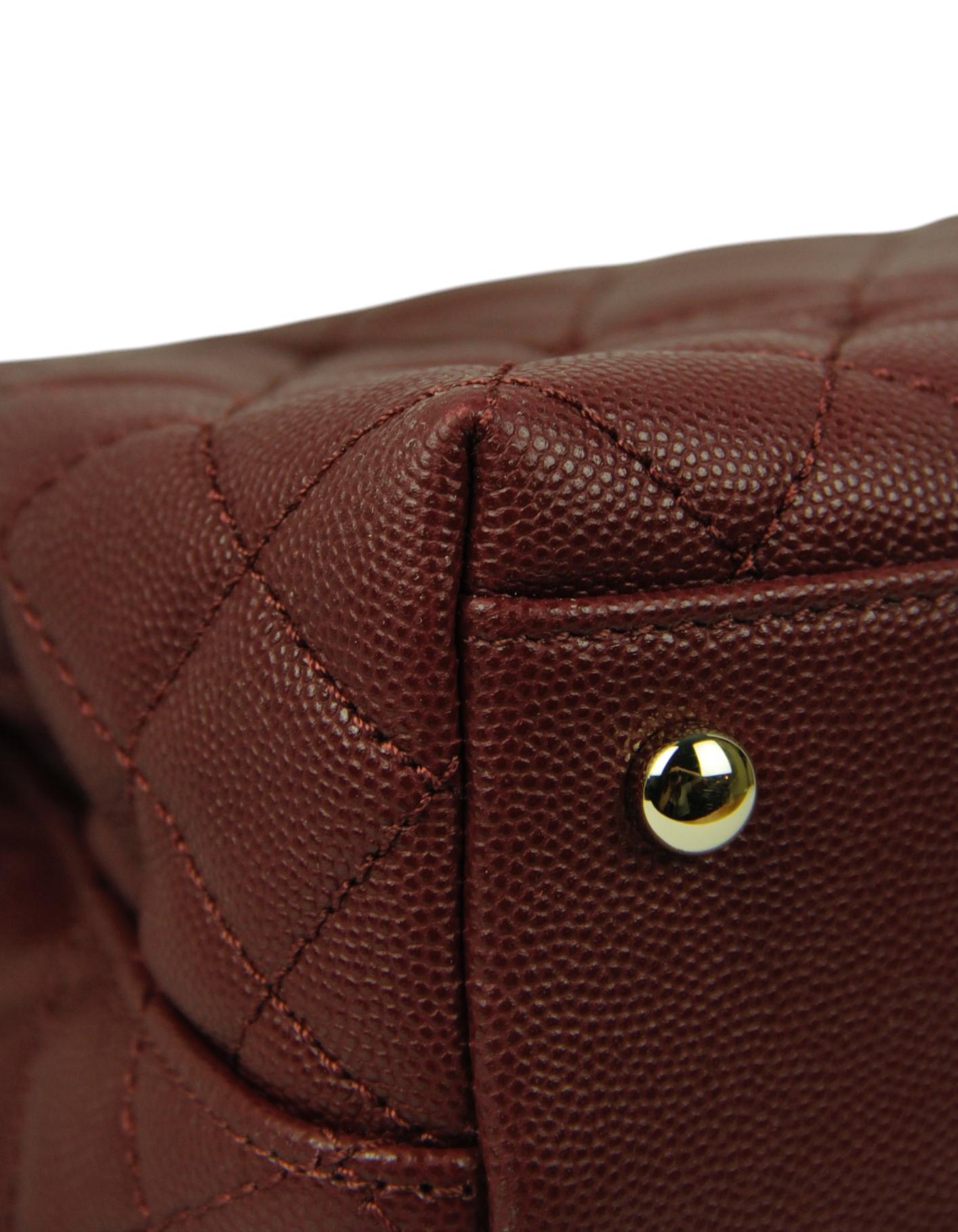 Chanel Burgundy Caviar Leather Quilted Small Coco Handle Flap Bag 2